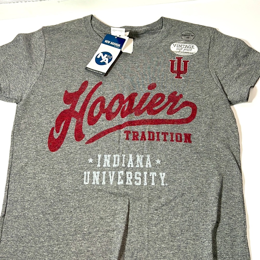 HOOSIER INDIANA UNIVERSITY Grey Shirt Short Sleeve Size Small